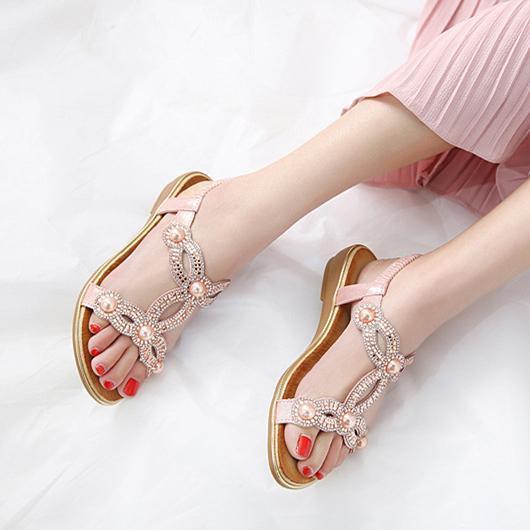 Fashion Sandals Flower Beading Crystal Rhinestone Luxury Diamond High Quality Ladies Sandals Large Size