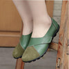 Fashion Comfort Genuine Leather Flat Shoes Woman Slip On Female Green Emerald Shoes