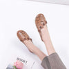 Cow Leather sandals soft bottom hollow work shoes flowers fashion sandals