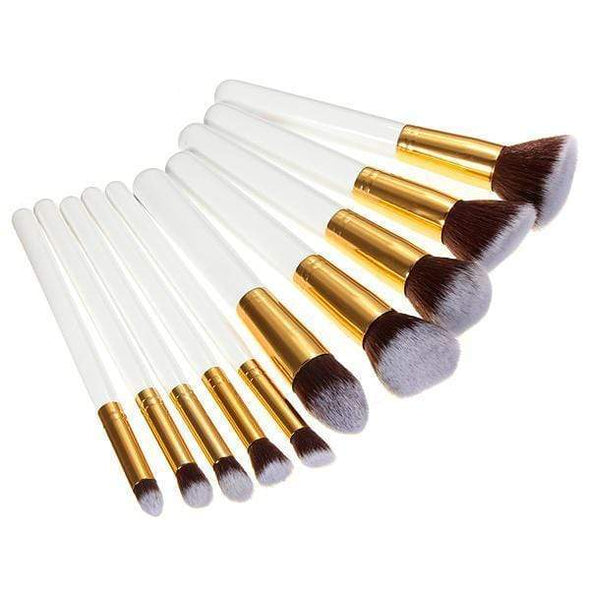 10Pcs White Foundation Makeup Tools Cosmetic Brushes Set Kit