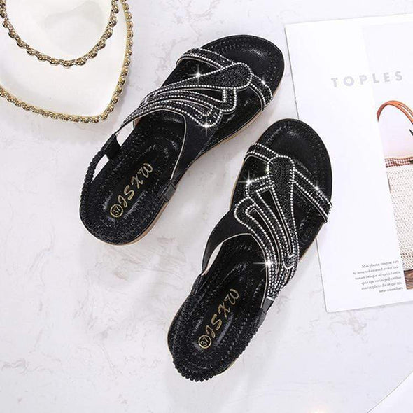 Bohemian sandals comfortable small wedge with flat sandals women