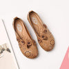 Cow Leather sandals soft bottom hollow work shoes flowers fashion sandals