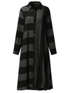 Casual Women Long Sleeve Striped Turndown Collar Shirt Dress