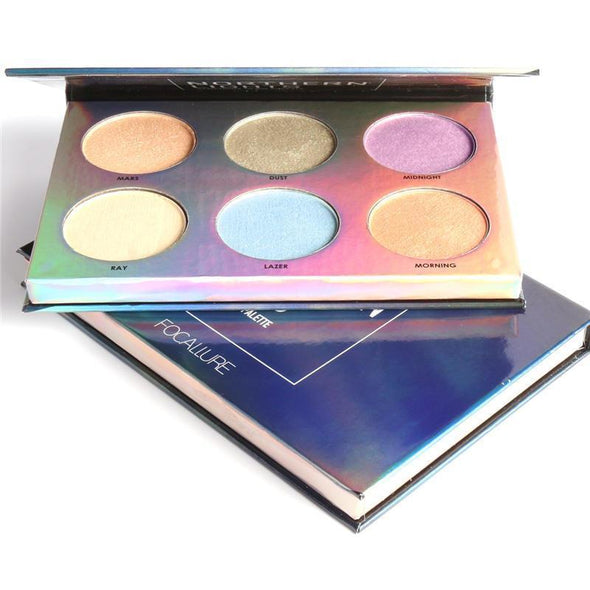 FOCALLURE 6 Colos Chameleon Eye Shadow Highlighter Palette Shimmer Makeup Brighten Highlight