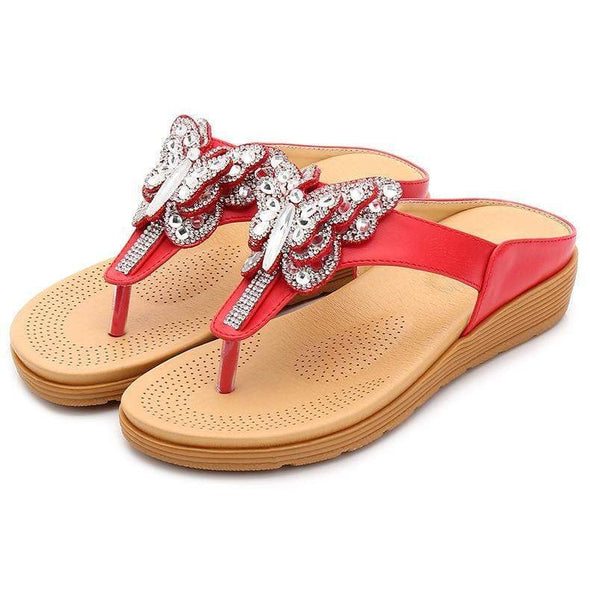 Butterfly rhinestone sandals fashion beach shoes bohemian sandals and slippers