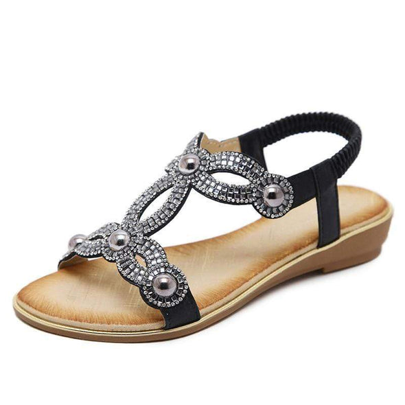 Fashion Sandals Flower Beading Crystal Rhinestone Luxury Diamond High Quality Ladies Sandals Large Size