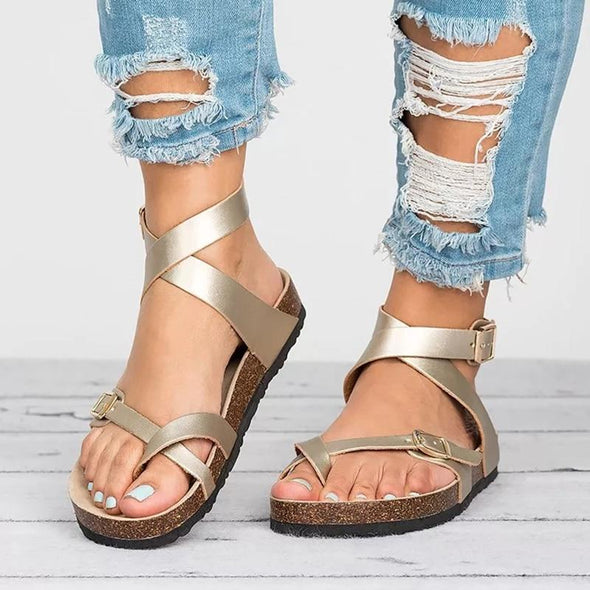 2019 Female Flip-toe plus-size three-color platform flat bottom button slippers