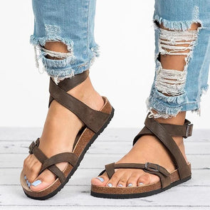 2019 Female Flip-toe plus-size three-color platform flat bottom button slippers
