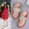 Beaded Flip Flops Comfort Slippers Clip Toe Flat Beach Sandals