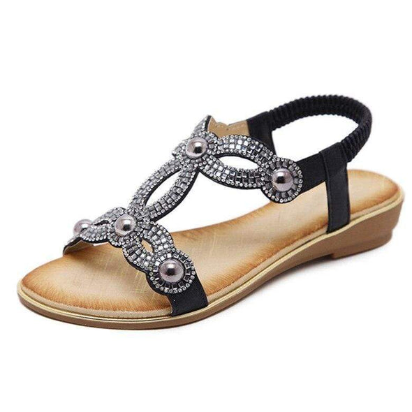 Fashion Sandals Flower Beading Crystal Rhinestone Luxury Diamond High Quality Ladies Sandals Large Size