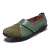 Fashion Comfort Genuine Leather Flat Shoes Woman Slip On Female Green Emerald Shoes