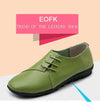 Fashion Comfort Genuine Leather Flat Shoes Woman Slip On Female Green Emerald Shoes