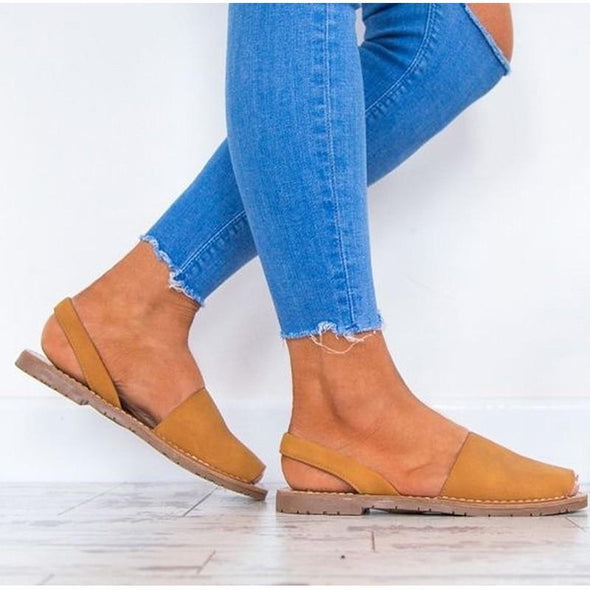 2019 Female Summer Sandals Women Plus Size Flats Female Casual Peep Toe Shoes Faux Suede Slip On Elastic Band Leisure shoes