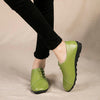 Fashion Comfort Genuine Leather Flat Shoes Woman Slip On Female Green Emerald Shoes