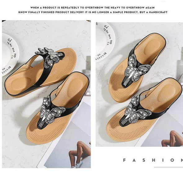 Butterfly rhinestone sandals fashion beach shoes bohemian sandals and slippers