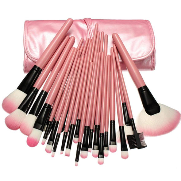 LuckyFine 32pcs Makeup Brushes Set Professional Cosmetic Brush Set Pink Eyeshadow Eyebrow Blush