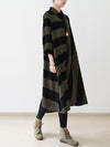 Casual Women Long Sleeve Striped Turndown Collar Shirt Dress