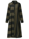 Casual Women Long Sleeve Striped Turndown Collar Shirt Dress