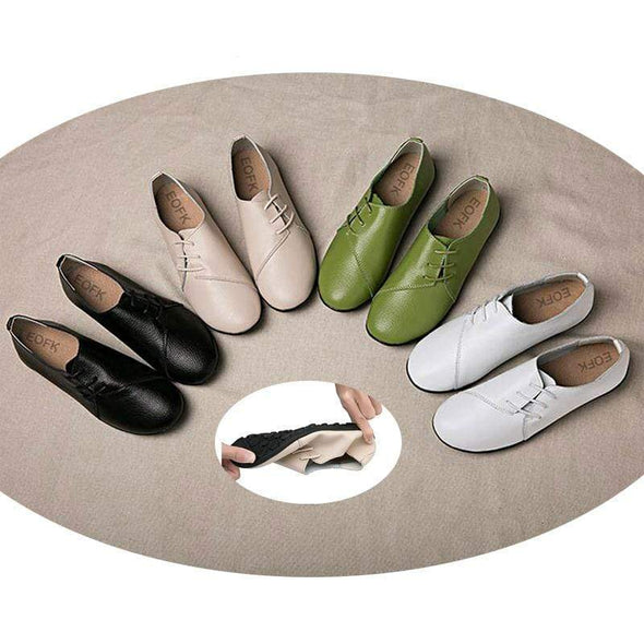 Fashion Comfort Genuine Leather Flat Shoes Woman Slip On Female Green Emerald Shoes