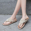 Beaded Flip Flops Comfort Slippers Clip Toe Flat Beach Sandals