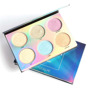 FOCALLURE 6 Colos Chameleon Eye Shadow Highlighter Palette Shimmer Makeup Brighten Highlight