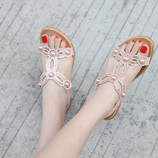 Fashion Sandals Flower Beading Crystal Rhinestone Luxury Diamond High Quality Ladies Sandals Large Size